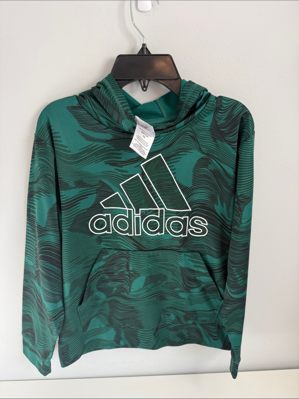 adidas Green Marbled Logo Pullover Hoodie